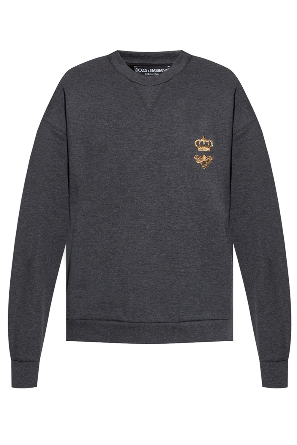 Шкіряне плаття dolce & gabbana - Grey Embroidered sweatshirt
